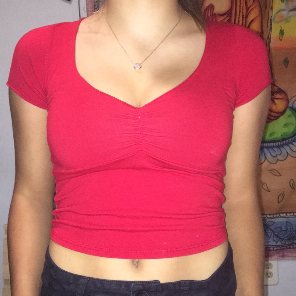 Red ribbed Brandy Melville Top